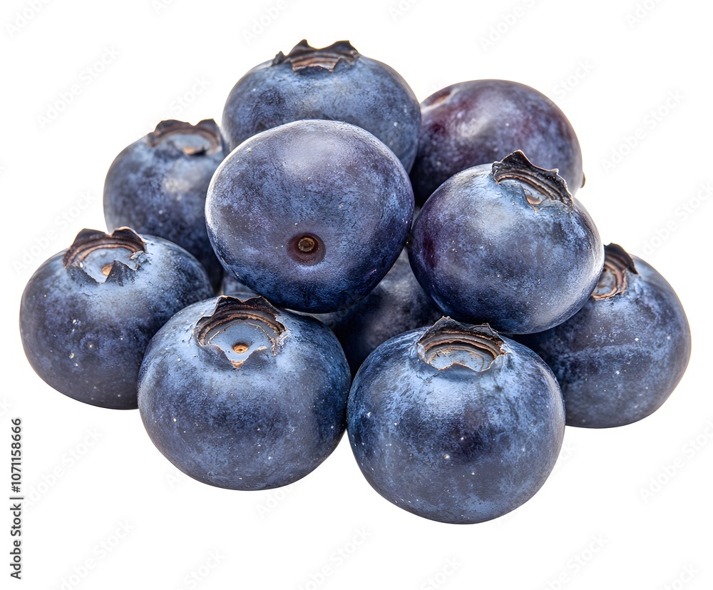 Obraz premium A Pile of Ripe Blueberries Isolated on White