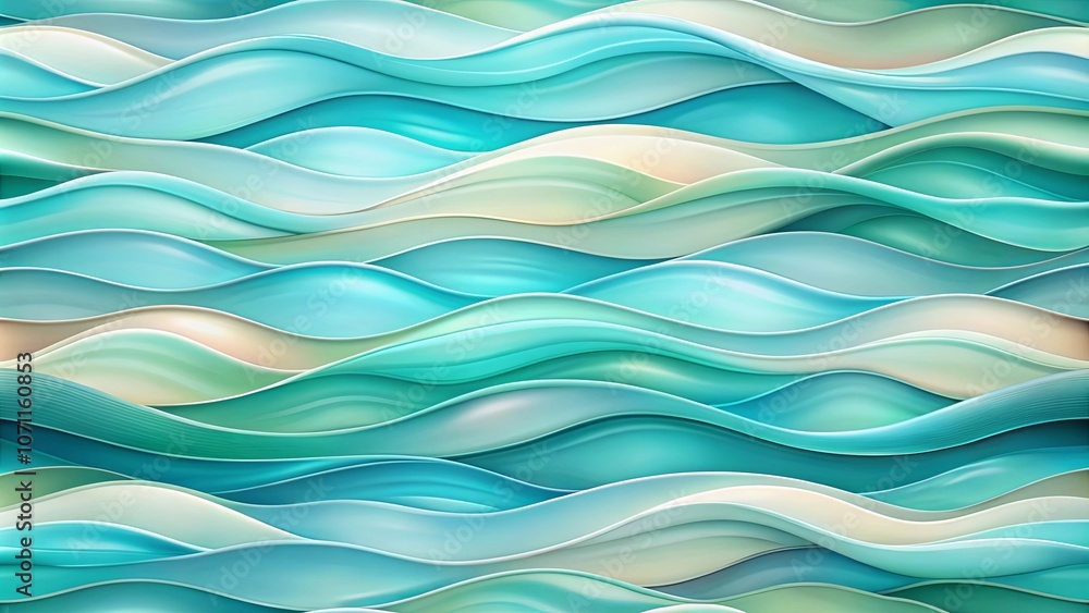 Fototapeta premium Abstract Sea of Shimmering Swells, a Pattern of Fluid and Textured Curves in a Spectrum of Turquoise Hues