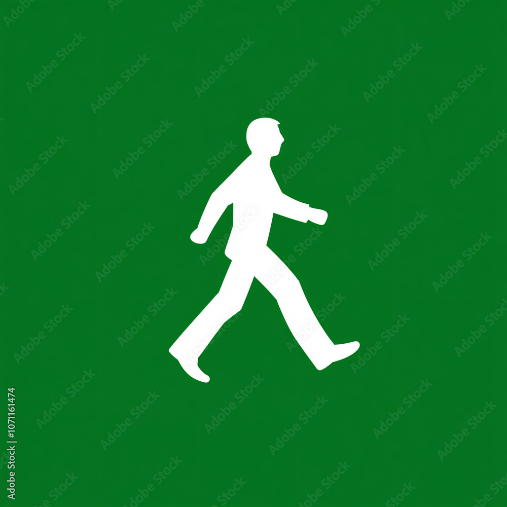 A simple white icon of a walking person on a green background, symbolizing pedestrian movement or walkways. A simple white icon of a walking person on a green background, symbolizing pedestrian movement or walkways.