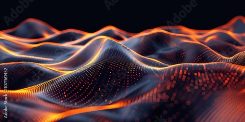 Digital abstract background, used for technological processes, neural networks, digital data storage, education, the basics of artificial intelligence. Cybernetic or technological wave banner.