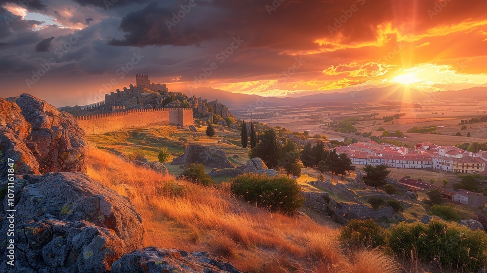 Fototapeta premium Sunset over the Majestic Castle