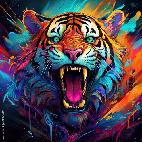 graffiti, tiger head vector photo
