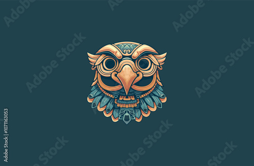 Mayan eagle bird totem style logo design vector