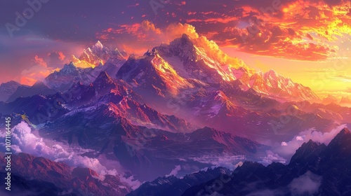 Majestic Mountain Peaks at Sunset