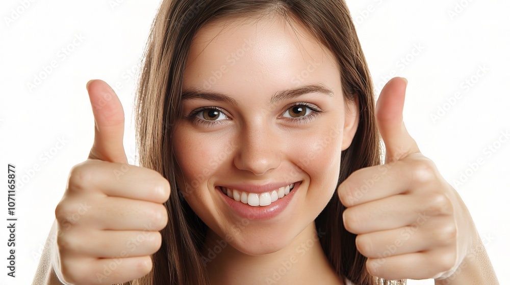 Young Woman Giving Thumbs Up in Agreement Young Woman Giving Thumbs Up in Agreement