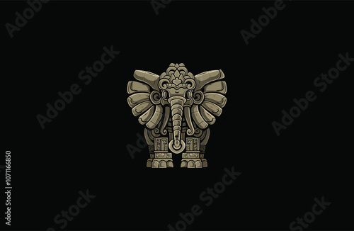 Mayan elephant totem logo design vector