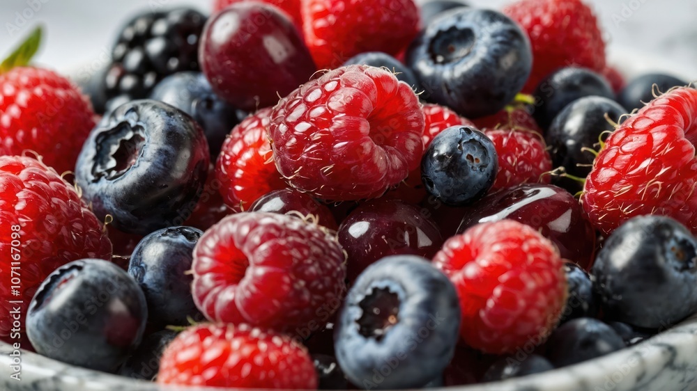 A vibrant assortment of fresh berries in a bowl, showcasing their natural colors and textures. A vibrant assortment of fresh berries in a bowl, showcasing their natural colors and textures.