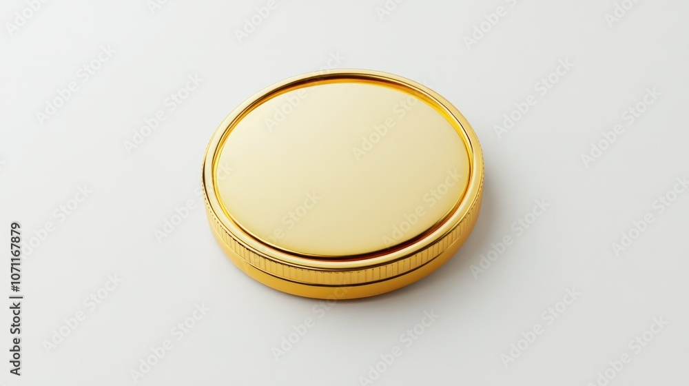 3D illustration of a gold coin icon, top-down view with a reflective surface, on a clean white backdrop. 3D illustration of a gold coin icon, top-down view with a reflective surface, on a clean white backdrop.