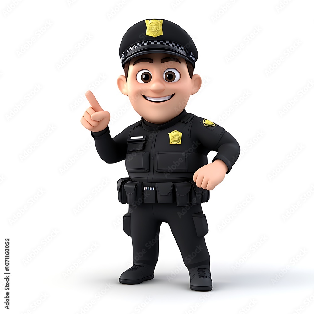 Cartoon Police Officer Directing Traffic in 2D Style Cartoon Police Officer Directing Traffic in 2D Style
