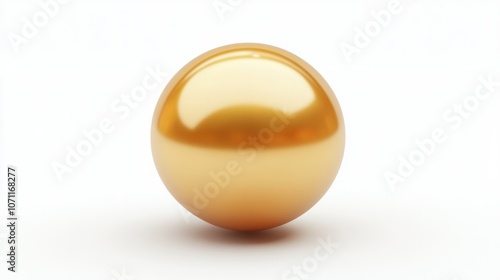 3D illustration of a polished metallic gold pearl, isolated on a plain white background.