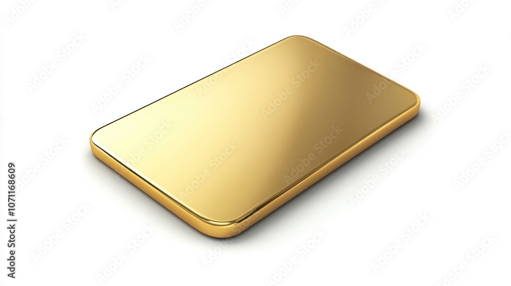 3D render of a gold card icon, isolated on white, with a sleek and polished surface, top view. 3D render of a gold card icon, isolated on white, with a sleek and polished surface, top view.