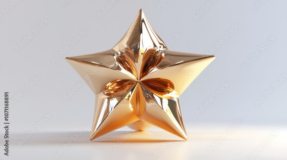 3D render of a metallic gold star, highly polished, centered on a clean white background. 3D render of a metallic gold star, highly polished, centered on a clean white background.