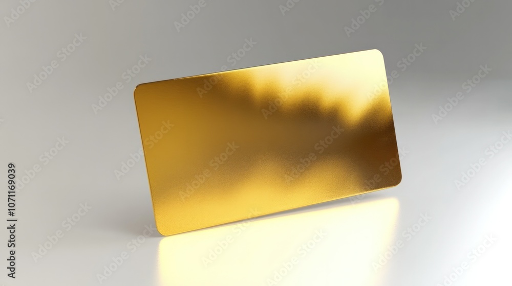 3D render of a polished gold card, isolated on a plain white background with a metallic shine. 3D render of a polished gold card, isolated on a plain white background with a metallic shine.