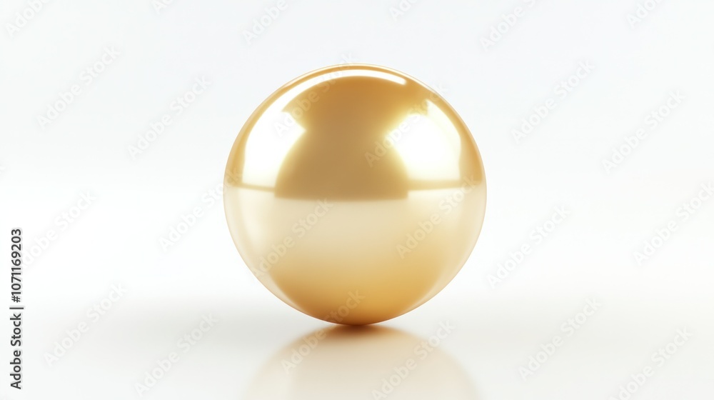 3D top-down view of a gold pearl icon, isolated on white, with a reflective, glossy finish. 3D top-down view of a gold pearl icon, isolated on white, with a reflective, glossy finish.