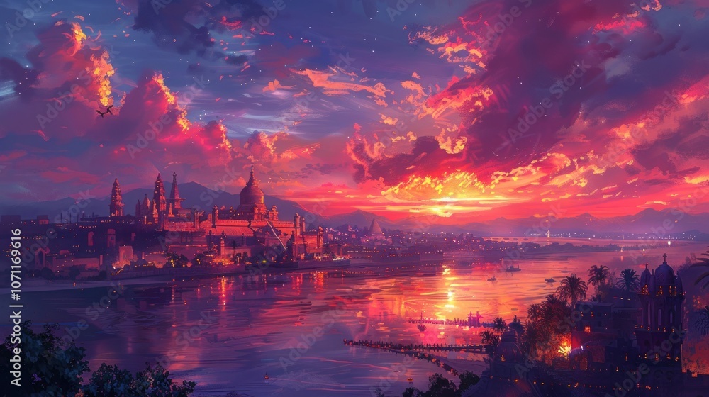 Cityscape Sunset with Dramatic Clouds Cityscape Sunset with Dramatic Clouds