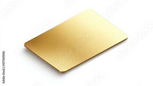 Detailed gold card icon with a shiny, reflective surface, isolated on a white background, top view.