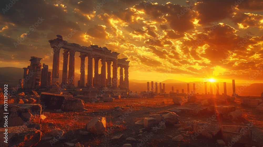 Obraz premium Ancient Ruins at Sunset