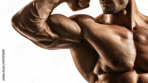 Strong Man Flexing Biceps with Confidence