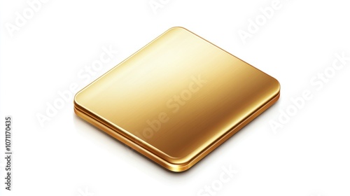 Gold card icon in a polished metallic finish, isolated on white, with a clean and simple top-down perspective.