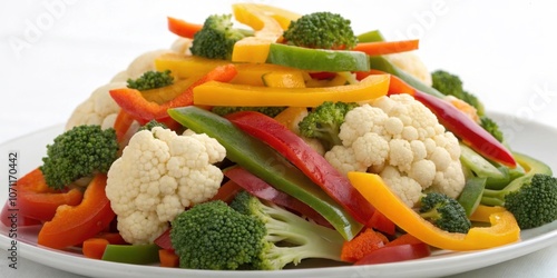 Vegetable Serving A tight shot of a fistsized pile of colorful mixed vegetables showcasing a healthy appropriate serving of nonstarchy veggies. photo