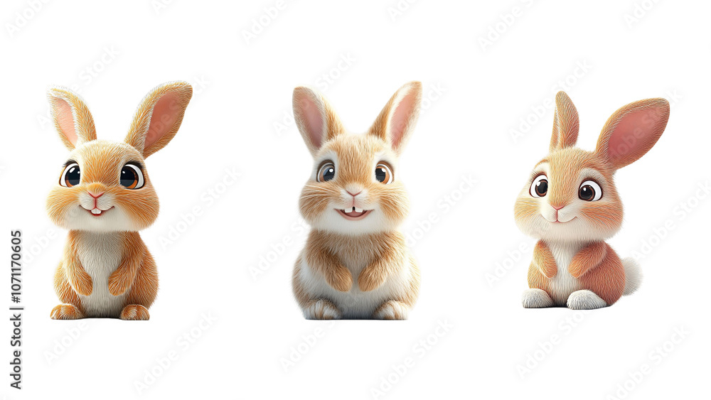 Cute rabbit cartoon isolated on transparent background