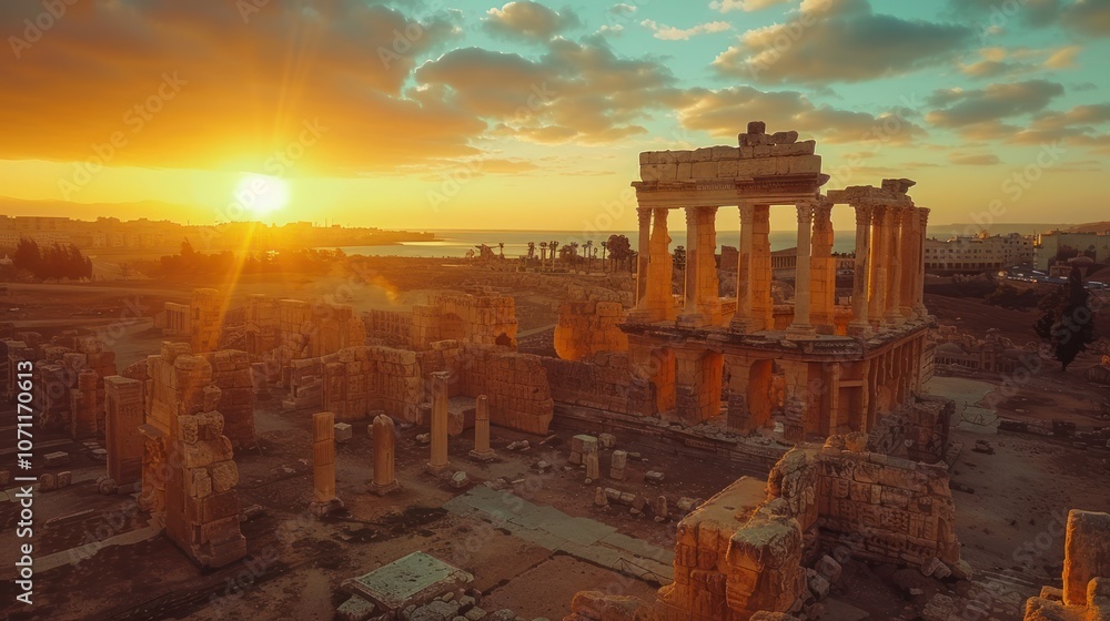 Fototapeta premium Ancient Ruins at Sunset