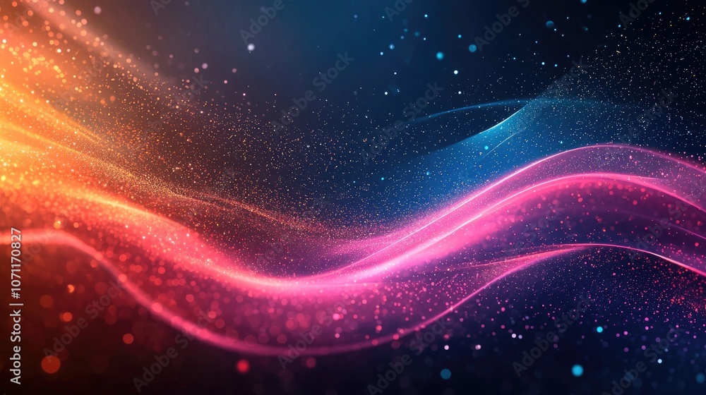 Fototapeta premium Abstract glowing wave with particles.