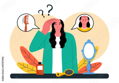 Alopecia Vector Illustration featuring Hair Loss due to Autoimmune Disease and Baldness in a Healthcare Theme with a Flat Style Cartoon Background