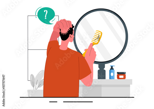 Alopecia Vector Illustration featuring Hair Loss due to Autoimmune Disease and Baldness in a Healthcare Theme with a Flat Style Cartoon Background