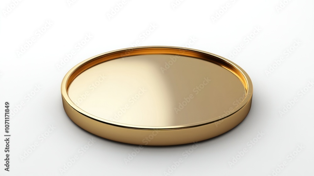 Gold metallic coin with polished finish, isolated on a plain white background, 3D render. Gold metallic coin with polished finish, isolated on a plain white background, 3D render.