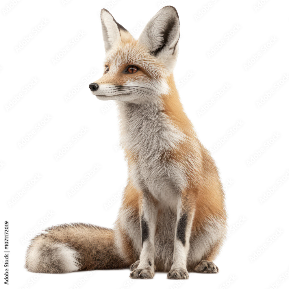 Fototapeta premium Alert Red Fox Sitting in Natural Pose