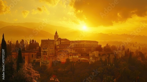 Golden Sunset over Alhambra Palace photo