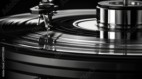 Wallpaper Mural The Needle of a Turntable Touching Down on a Vinyl Record, Showcasing the Intricate Details of Analog Music Playback Torontodigital.ca