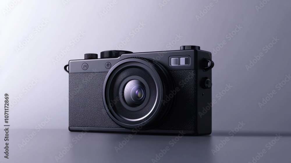 digital camera with zoom lens, isolated on a plain background, representing portable photography digital camera with zoom lens, isolated on a plain background, representing portable photography