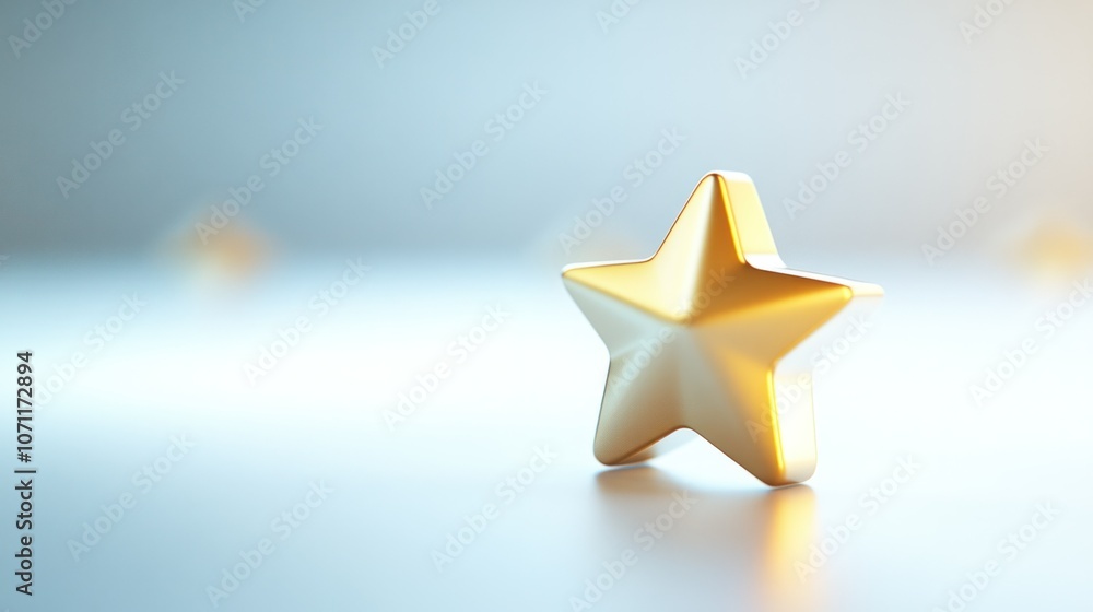 Obraz premium Gold star symbol, isolated and glossy, centered on a clean white background in 3D.
