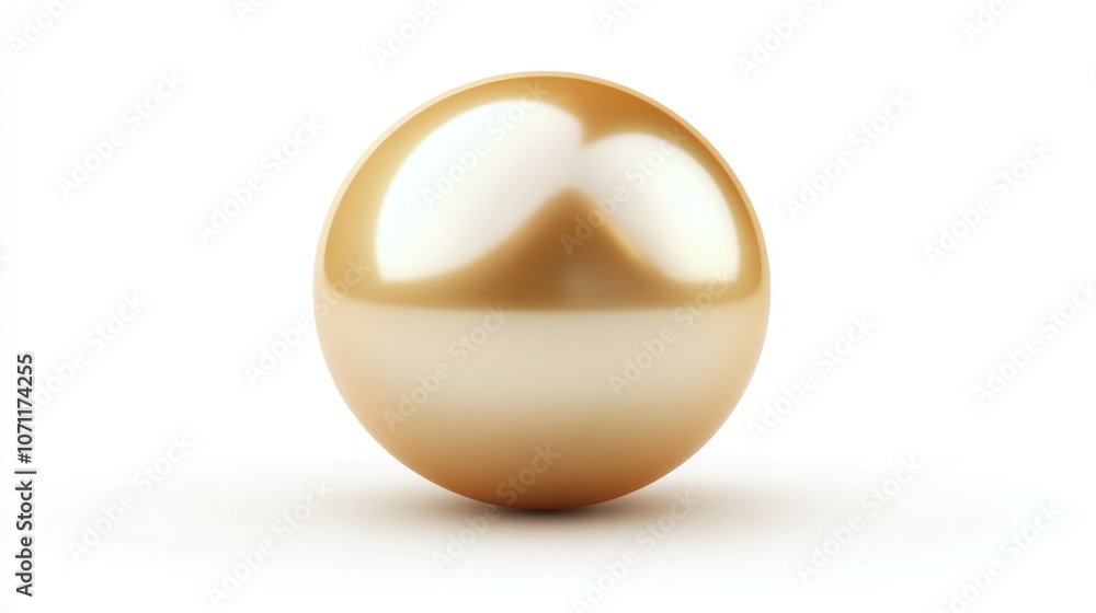 Isolated 3D gold pearl icon with polished shine, centered on a plain white background. Isolated 3D gold pearl icon with polished shine, centered on a plain white background.