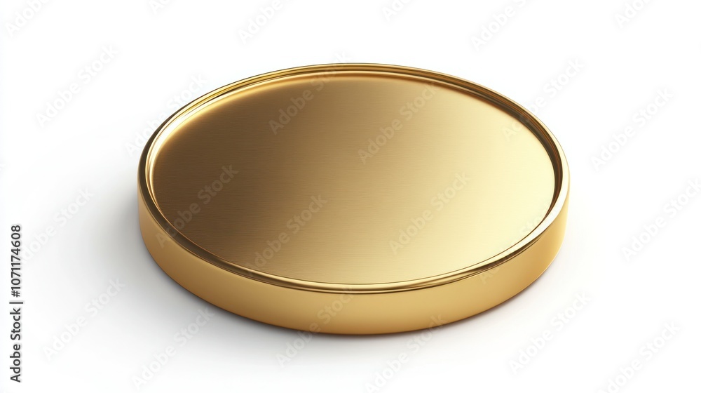 Isolated gold coin icon with a smooth polished look, 3D render on a white background. Isolated gold coin icon with a smooth polished look, 3D render on a white background.