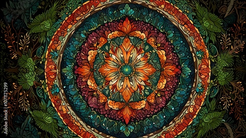 Wallpaper Mural Vibrant mandala with butterfly wings in warm hues, evoking transformation and beauty Torontodigital.ca