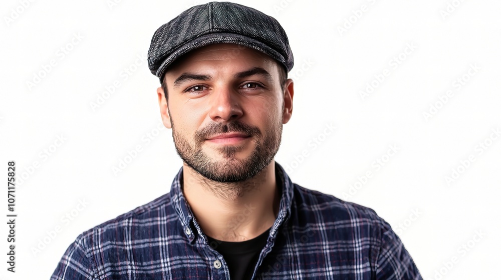Man in Cap Against White Background Man in Cap Against White Background