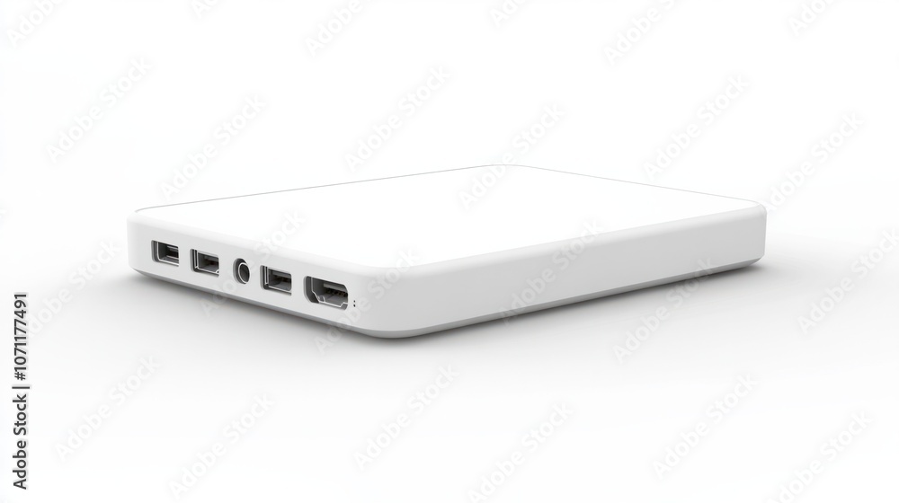 Portable hotspot device, isolated on white, representing connectivity on the go Portable hotspot device, isolated on white, representing connectivity on the go