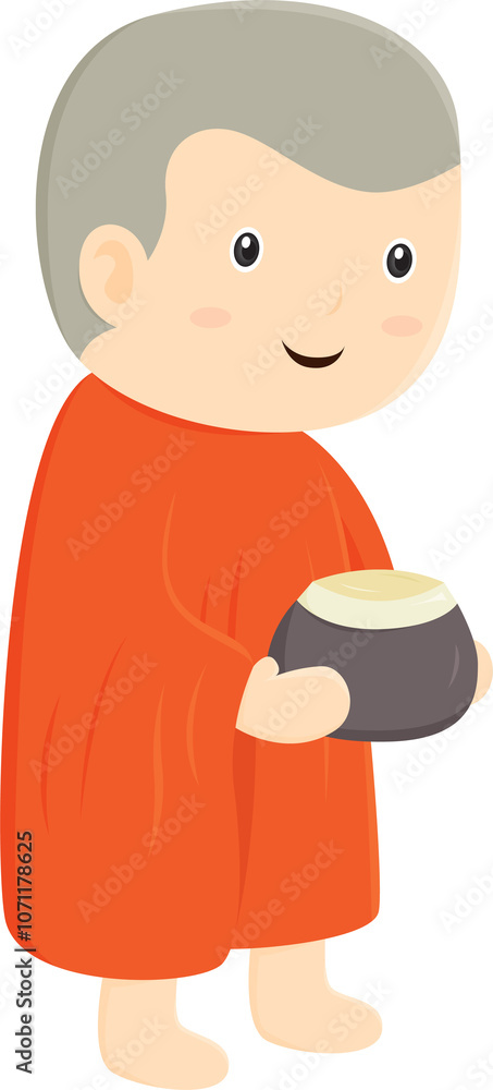 Monk is collecting alms cute cartoon character illustration design Monk is collecting alms cute cartoon character illustration design