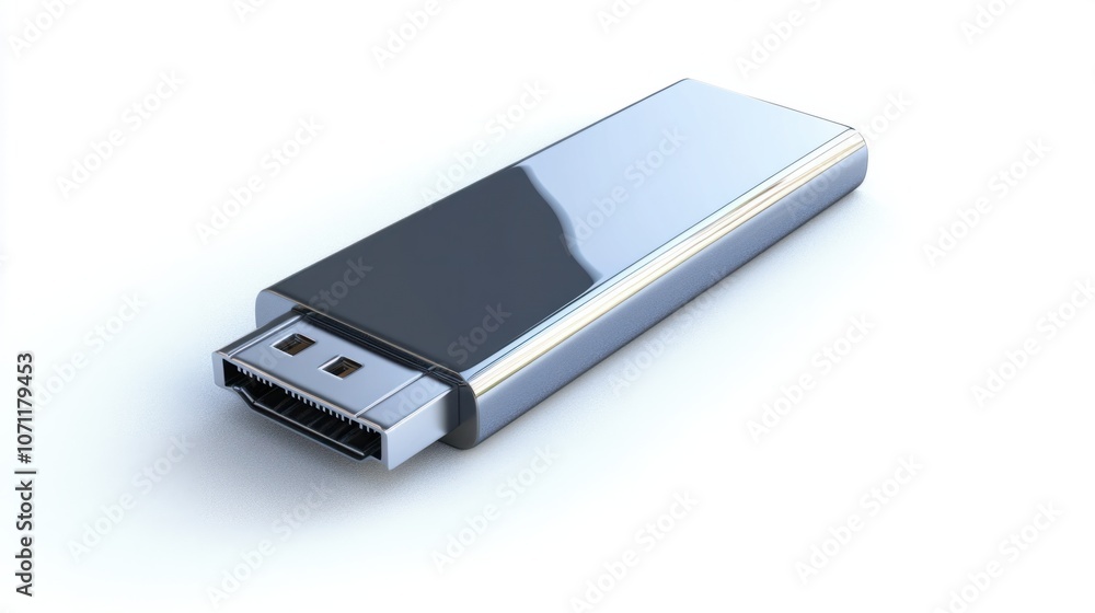 USB flash drive with metal casing, isolated on white background, symbolizing portable storage USB flash drive with metal casing, isolated on white background, symbolizing portable storage