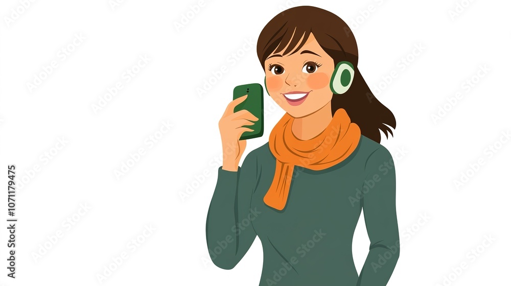 A woman talking on a mobile phone against a clean white background, engaged in a conversation with a relaxed expression. The image highlights her communication and connection with others A woman talking on a mobile phone against a clean white background, engaged in a conversation with a relaxed expression. The image highlights her communication and connection with others