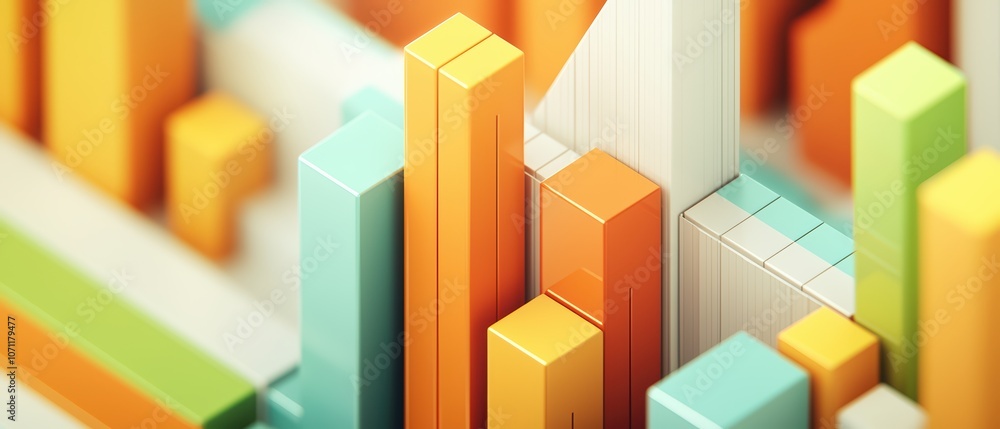 Colorful 3D bar graph depicting data trends on a modern background. Colorful 3D bar graph depicting data trends on a modern background.