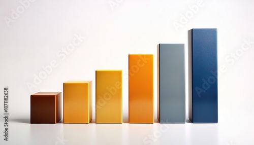 bar chart or bar graph is a chart or graph that presents categorical data with rectangular bars with heights or lengths proportional to the values that they represent.  Isolated on white background photo