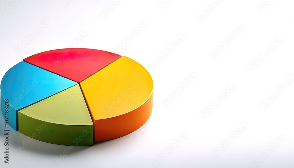 Fototapeta premium Pie or circle graph which is divided into slices to illustrate numerical proportion. In a pie chart, the arc length of each slice is proportional to the quantity it represents. Isolated on white