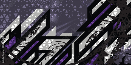 Car wrap design with dark gray and purple colors