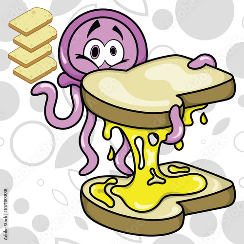Illustration design of jellyfish and cheese sandwich vector