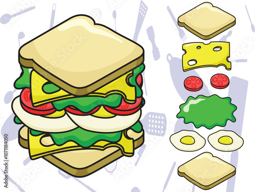 Vector sandwich illustration design