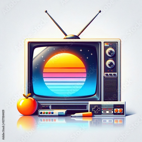 Realistic TV Retro style, 80's style vector illustration photo